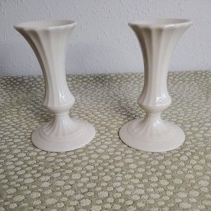 Vintage Lenox Special Classic Ivory/Cream Meridian Fluted Set of 2 Candlesticks